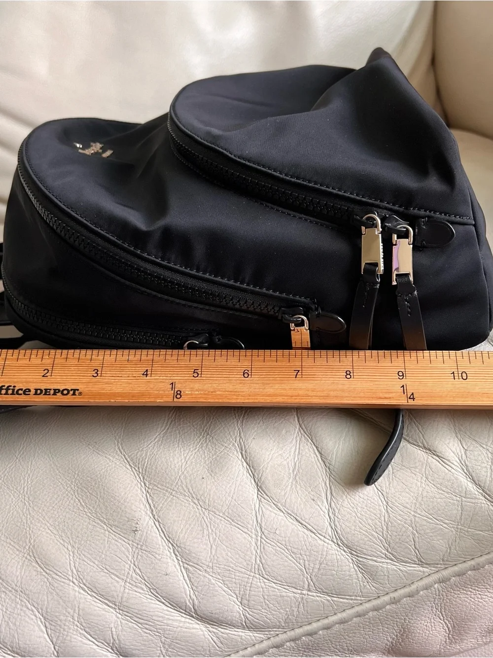 kate spade Black Nylon Mini Backpack Silver Hardware Logo Lined Inner Pockets